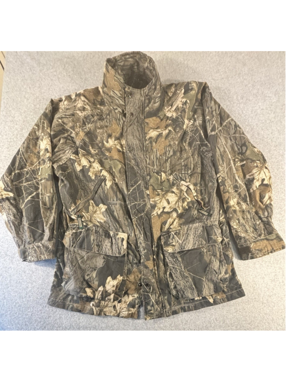 VTG Remington Jacket Mens L Mossy Oak Camo Hunting Hooded Full Zip Parka Brown